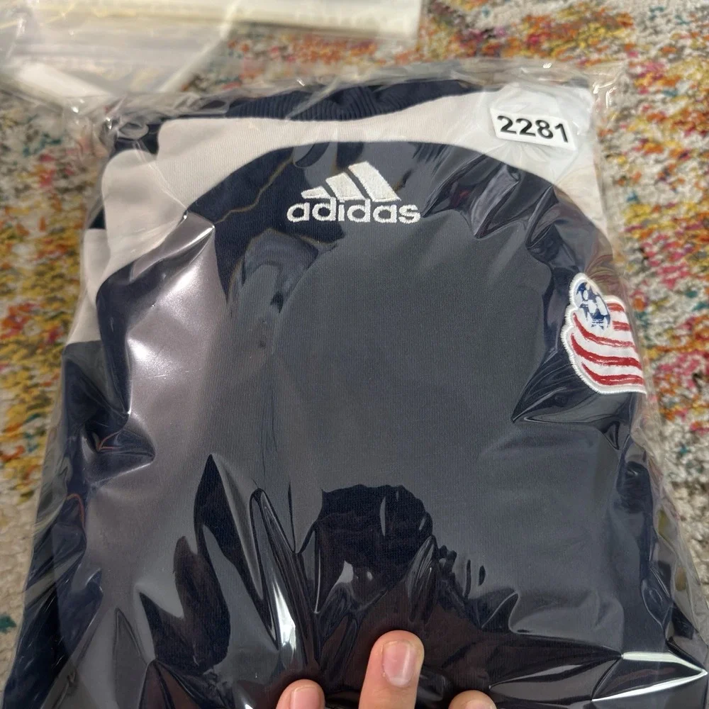 Vintage Faded Y2K Adidas Center Logo Hoodie New England Revolution Sz 2XL